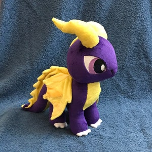 Large Purple and Yellow Dragon Plushie: Soft Minky Handmade Plush