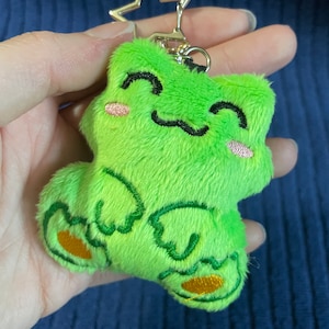 Cute Frog Plushie Keychain Kawaii Plush Accessory for Keys, Bag, or Purse image 1