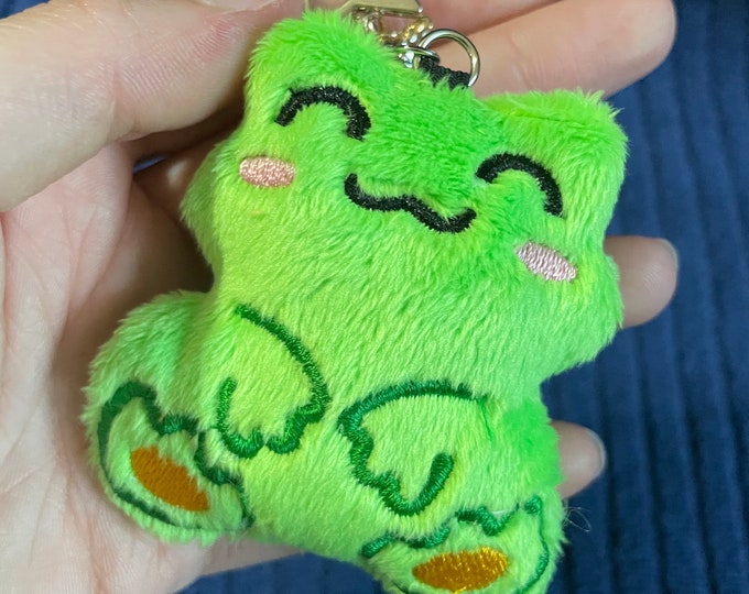 Cute Frog Plushie Keychain | Kawaii Plush Accessory for Keys, Bag, or Purse