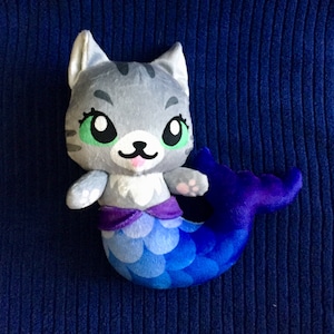 Mermaid Cat Plushie / Kitty Plush / Merkitty / Mercat/ Kitten Stuffed Animal
