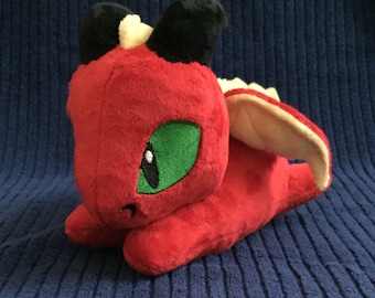 Lindo dragón rojo de peluche / Animal de peluche kawaii para decoración y abrazos