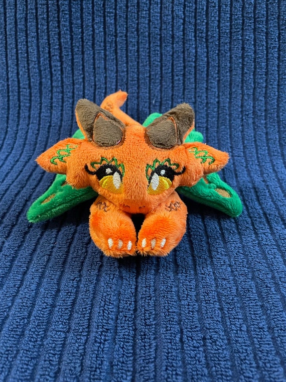 Pumpkin Butterfly Dragon Plushie | Cute and Kawaii Halloween Themed Stuffed Animal Decor Plush