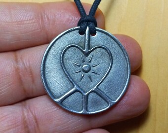 Boho Peace love light pendant Interfaith Multifaith Peace adjustable cord Mens Womens necklace Peace Symbol Hippie Peace