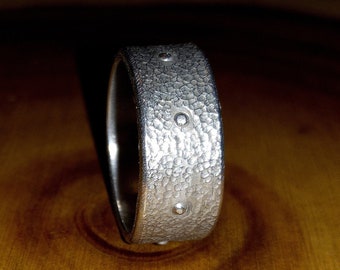 10th Anniversary Gift Ring for Him and Her, Aircraft Aluminum White Metal Band, Rustic Texture Unisex Ring