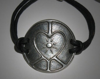 Peace Sign Love Sign Interfaith Multifaith Art Bracelet adjustable Mens Womens Hippie Spiritual Unisex Jewelry