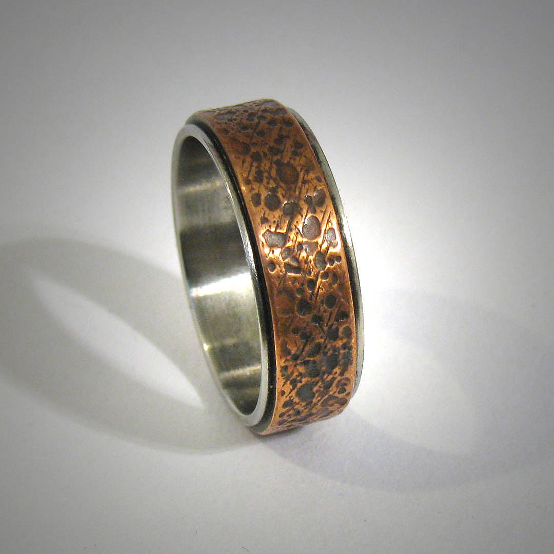 Mens wedding band Rustic Hammered Mens Ring Engagement