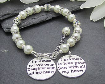 Mother Of The Bride Groom Charm Bracelet, Ivory Pearl Keepsake Parents Gifts, Wedding Gift For Mum, Mother In Law Gift, Brides Gift To Mum,