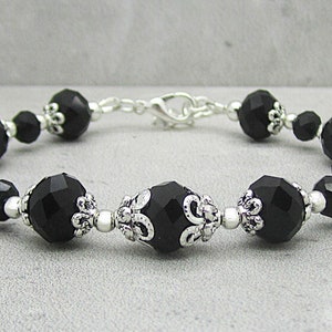 Black Crystal Bridesmaid Bracelet Black Bridesmaid Jewellery Crystal Bridal Sets Black Wedding Jewellery Black and Silver Bridal Party Gifts image 6