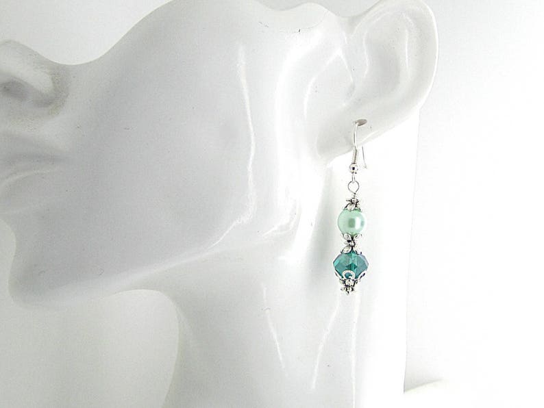 Teal Green Crystal Earrings, Teal Bridesmaid Jewellery Sets, Matching Bridal Jewellery, Mint Wedding Sets, Bridesmaid Gift Idea, Bridal Gift image 7