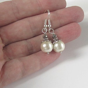 Ivory Pearl Earrings, Bridesmaid Jewellery, Bridal Party Gifts, Ivory and Silver Wedding Jewellery, Simple Earrings image 6