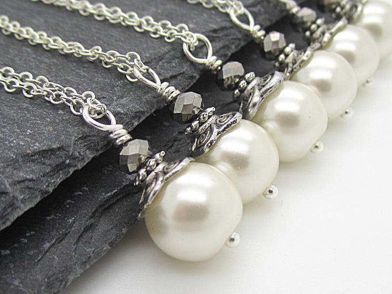 Ivory Bridal Jewellery, Pearl Wedding Necklace, Bridesmaid Jewellery Sets, Bridal Party Gift, Ivory Wedding, image 1