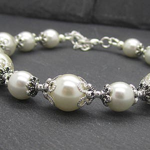 Ivory Pearl Wedding Bracelet, Bridesmaid Bracelet, Bridal Jewellery, Pearl Wedding Sets, Bridesmaid Gifts, Pearl Bridal Party Jewellery image 2