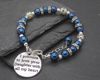 Navy Wedding Mother Of The Bride Bracelet, Mother Of The Groom, Bride Gift To Mum, Mother In Law Gift Parents Wedding Gift Jewellery For Mum