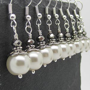 Ivory Pearl Earrings, Bridesmaid Jewellery, Bridal Party Gifts, Ivory and Silver Wedding Jewellery, Simple Earrings image 3