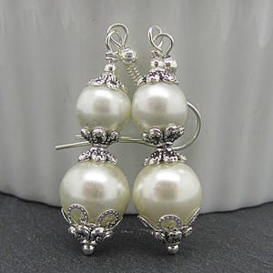 Ivory Pearl Drop Wedding Earrings, Bridesmaid Earrings, Pearl Dangle Bridal Earrings, Bridesmaid Gift Set, Bridal Jewellery, Simple Earrings image 5