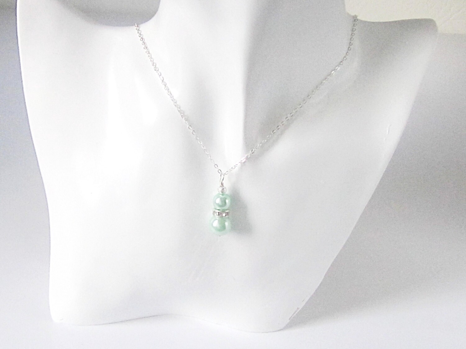 Mint Pearl Necklace Mint Bridesmaid Jewellery Bridal Party - Etsy