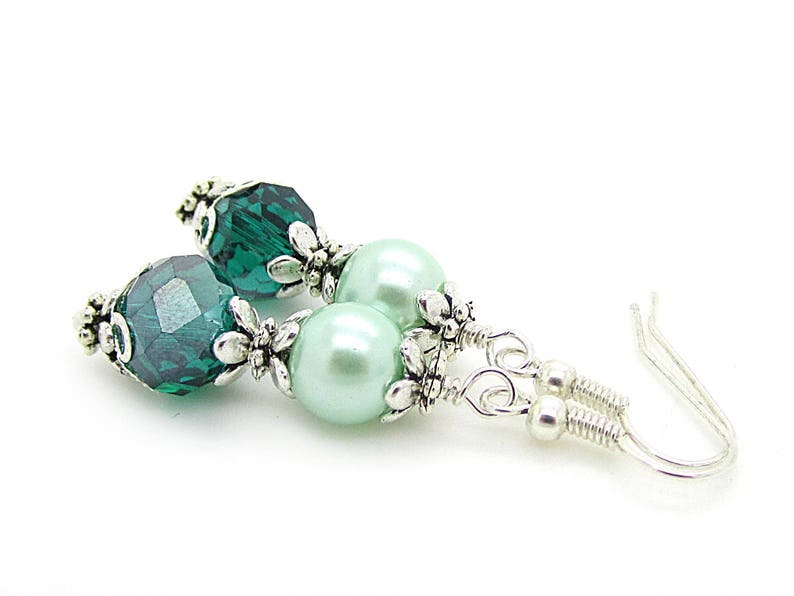 Teal Green Crystal Earrings, Teal Bridesmaid Jewellery Sets, Matching Bridal Jewellery, Mint Wedding Sets, Bridesmaid Gift Idea, Bridal Gift image 3