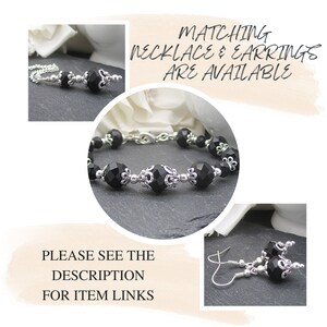 Black Crystal Bridesmaid Bracelet Black Bridesmaid Jewellery Crystal Bridal Sets Black Wedding Jewellery Black and Silver Bridal Party Gifts image 4