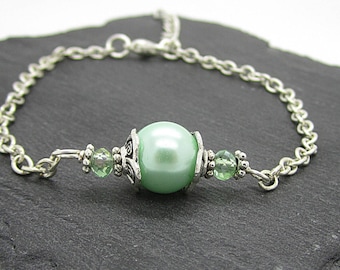 Mint Bridesmaid Bracelet, Mint Pearl Jewellery, Light Green Bridal Sets, Pastel Jewellery, Simple Pearl Jewellery, Bridal Party Gifts