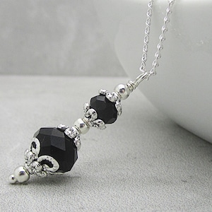 Black Bridesmaid Crystal Necklace Bridesmaid Jewellery Black and Silver Bridal Sets Black Wedding Necklace Bridal Party Gifts Crystal Sets