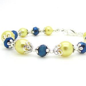 Navy and Yellow Bridesmaid Jewellery Navy Blue and Yellow Wedding Canary Bridal Jewellery Bridesmaid Gift Pearl Bridal Sets Sunflower Yellow image 3