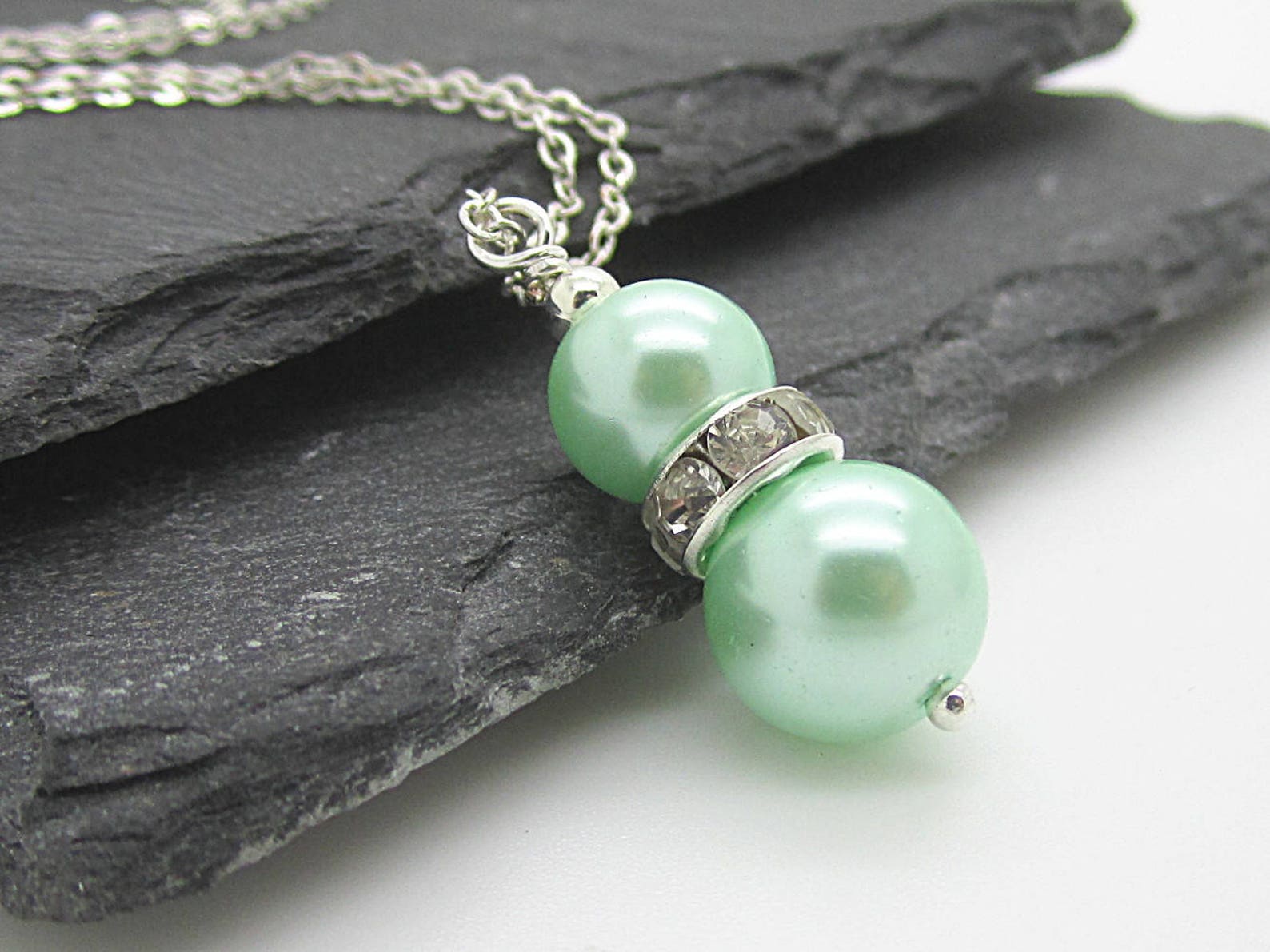 Mint Pearl Necklace Mint Bridesmaid Jewellery Bridal Party - Etsy
