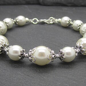 Ivory Pearl Wedding Bracelet, Bridesmaid Bracelet, Bridal Jewellery, Pearl Wedding Sets, Bridesmaid Gifts, Pearl Bridal Party Jewellery image 3