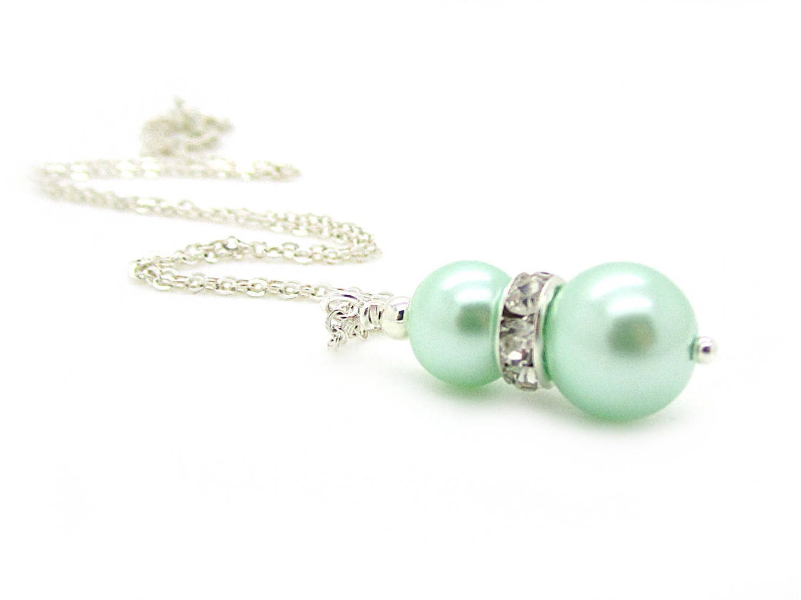 Mint Pearl Necklace Mint Bridesmaid Jewellery Bridal Party - Etsy