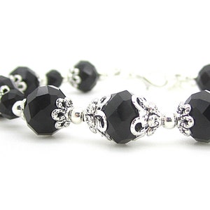 Black Crystal Bridesmaid Bracelet Black Bridesmaid Jewellery Crystal Bridal Sets Black Wedding Jewellery Black and Silver Bridal Party Gifts image 2