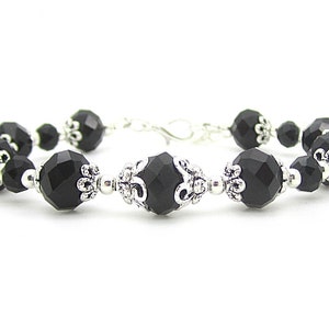 Black Crystal Bridesmaid Bracelet Black Bridesmaid Jewellery Crystal Bridal Sets Black Wedding Jewellery Black and Silver Bridal Party Gifts image 8