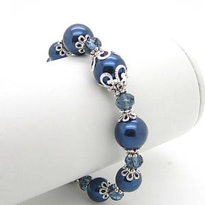 Navy Bridesmaid Bracelet, Midnight Blue Wedding Jewellery, Gift For Bridesmaid, Dark Blue Bridal Bracelet, Pearl Wedding Jewellery, image 8