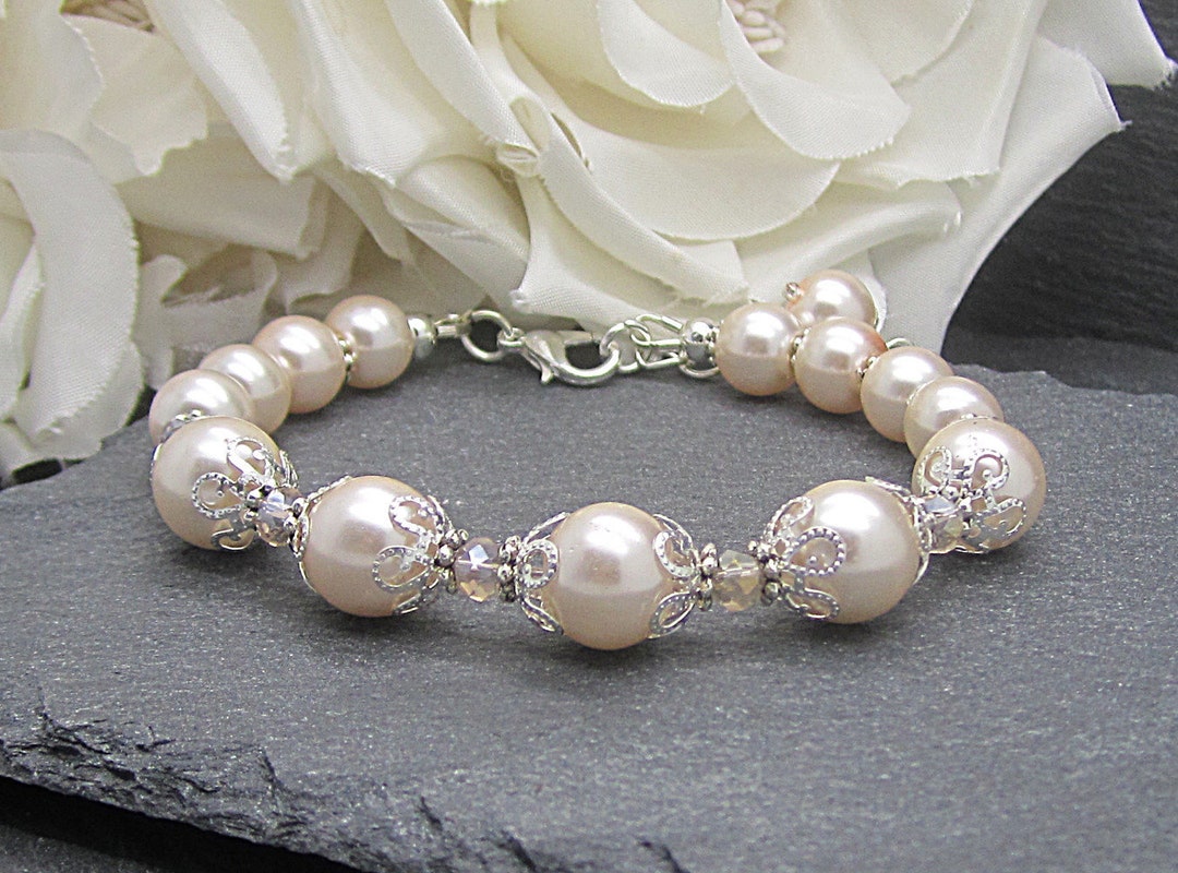 Blush Bridesmaid Jewellery Blush Pearl Bracelet Bridesmaid - Etsy