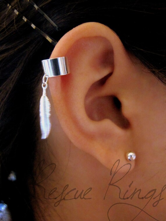 Items similar to Cute Feather Ear Cuff Solid or Wire Cuff on Etsy