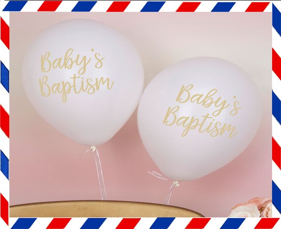 White And Gold Baptism Script Balloons Etsy