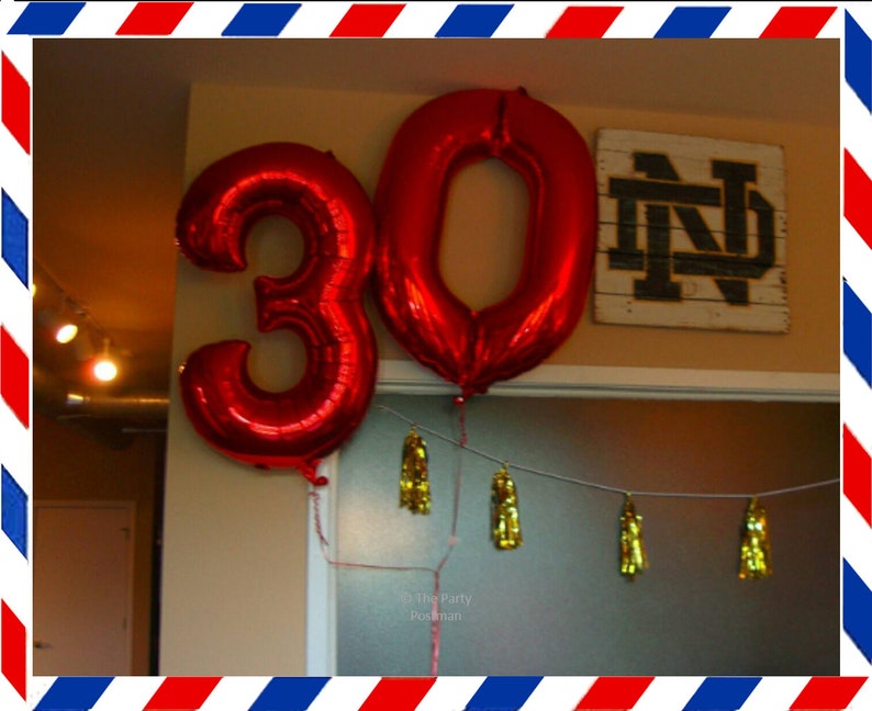 34 Red Large Helium Friendly Foil Number Balloons decorations for Birthday Parties
