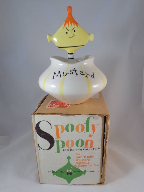 Vintage Holt Howard Pixieware Mustard Jar And Unbroken Spoon Etsy