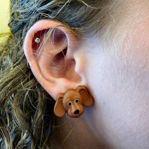 Brown Dog Post Earrings image 1