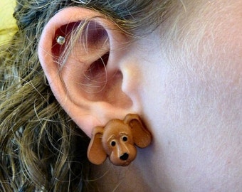 Brown Dog Post Earrings