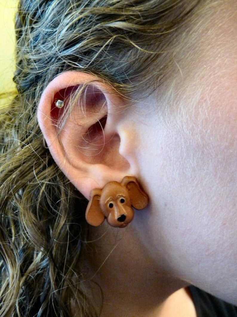 Brown Dog Post Earrings image 1