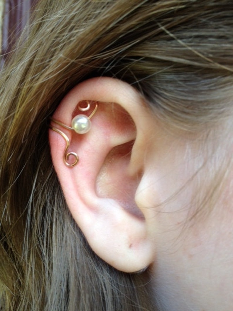 Ear Cuff champagne & Pearl Etsy