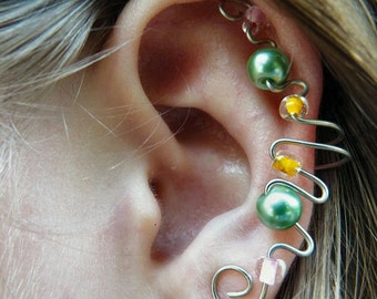 Elegant Ear Cuff (Green Pearl, Orange, & Pink)