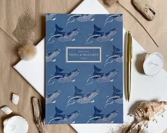 A5 Whale Journal, Eco friendly recycled stationery made in the UK, Gift for Whale Lover