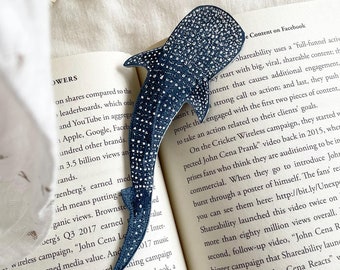 Whale Shark Leather Bookmark, Marine Life Stationery, Bookworm Gift, pretty bookmark, Real Nappa Leather, Hand Cut