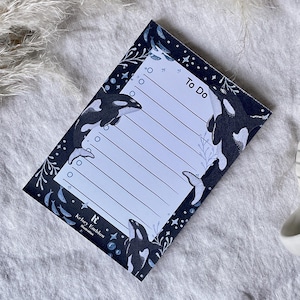 Orca To Do List Pad, A6, Under The Sea, Organisation, Cute Eco Stationery, Memo Pad, Sustainable Gifting, 49 pages