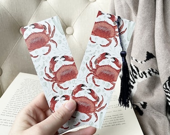 Sealife Bookmark, Zodiac sign Crab Bookworm Gift, Cancerian Star Sign Gift, with without Tassel, Stocking Filler, Book Lover, Under The Sea