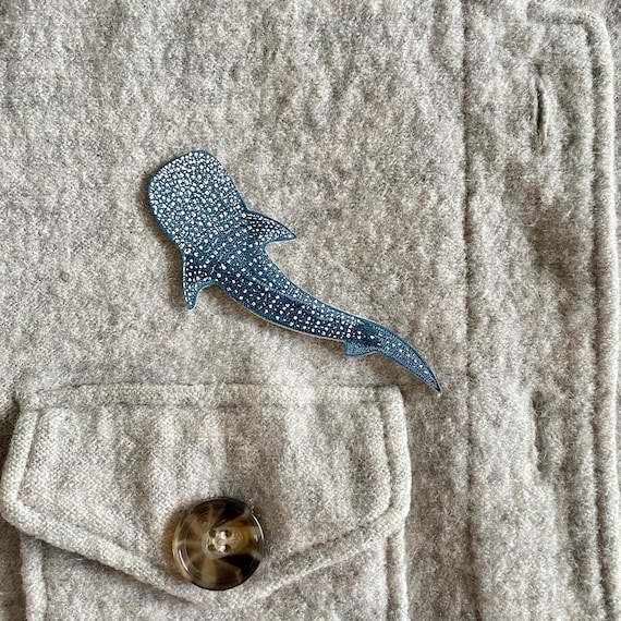 Whale Shark Iron on Patch, Marine Life Accessory, Real Nappa Leather, Hand Cut