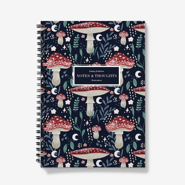 Personalised A5 Spiral Notebook, Red Top Mushroom Journal, Lined or Graph pages. Forest Stationery, Foraging Gift, Pretty Stationery