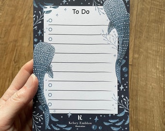 Whale Shark To Do List Pad, A6, Under The Sea, Organisation, Cute Eco Stationery, Memo Pad, Sustainable Gifting