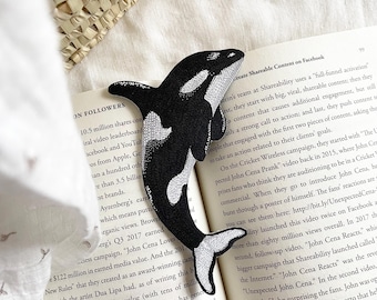 Marque-page en cuir d'orque, papeterie sur le thème de la vie marine, cadeau pour les amoureux des livres, joli marque-page, véritable cuir nappa, découpé à la main