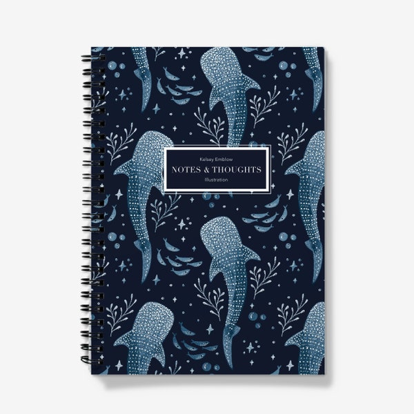 Personalisiertes A5 Notizbuch, Walhai Journal, linierte oder graphische Seiten, Sea Life Briefpapier, hübsche magische Papierwaren, Geschenk für Ozean Liebhaber